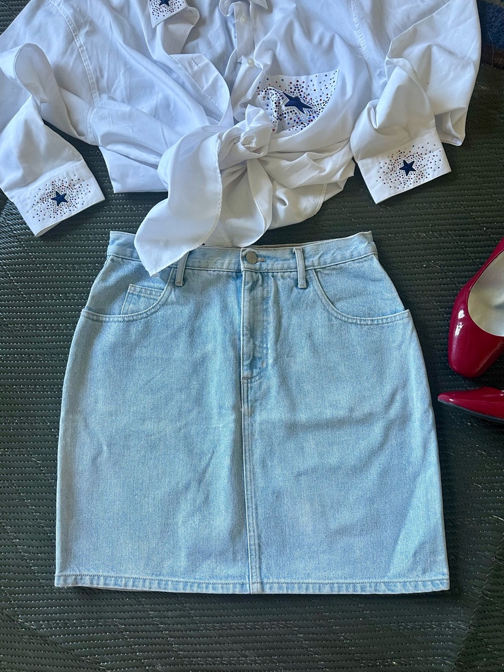 ICONIC Guess By Georges Marciano USA VTG Denim Skirt Light Wash High Rise Sz 29